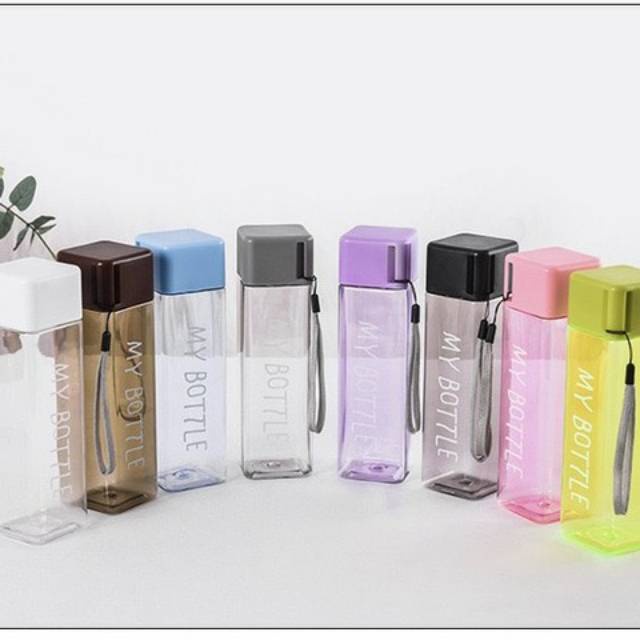 My Bottle Segi Bentuk Kotak 500mL - Botol Minum Best Seller Unik Trend-Warna Random
