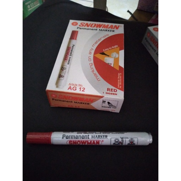 

1pcs /Spidol SNOWMAN PERMANENT AG 12 Murah Spidol hitam permanent