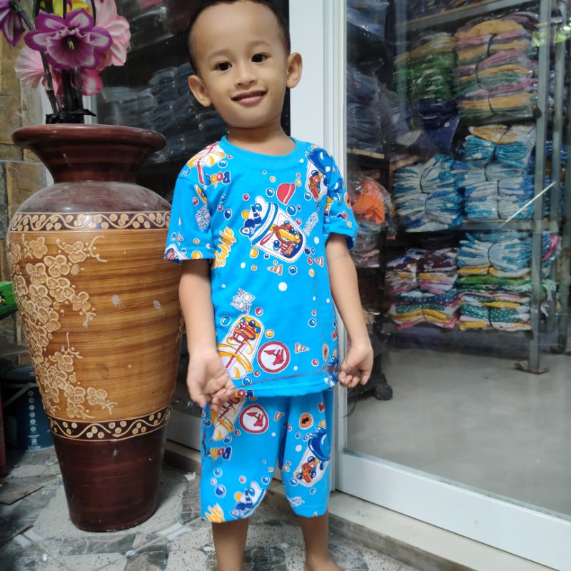 Setelan Anak boba 2 3 4 5 6 7 8 9 10 Tahun cowok Boy laki Boba setelan Boba viral murah terbaru ( Boba lengan pendek )