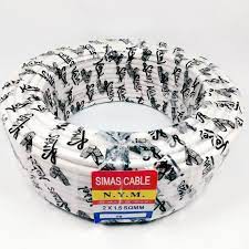 Kabel NYM 2x1.5 SIMAS 1 ROLL 50Y SNI Tembaga Murni Asli Untuk Listrik Standar PLN LMK Kulit Kuat Panjang 50 Yard 45 Meter full SPLN Harga Satu Gulung Berkualitas