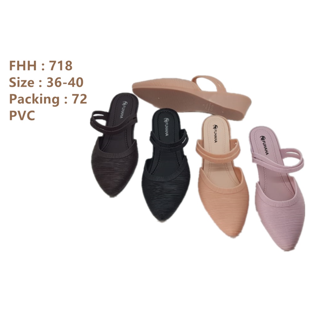 FH-718 Sandal Selop Jelly Wedges Wanita / Sepatu Jelly Wedges Wanita Merek Fuhaha Ukuran 36-40