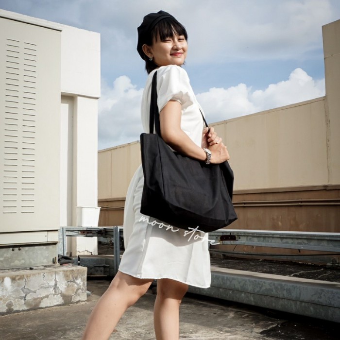 Terlaris Nudie Bag Magnet/ ToteBag kanvas / Tas Kanvas Tebal / Nudie bag Murah - cream