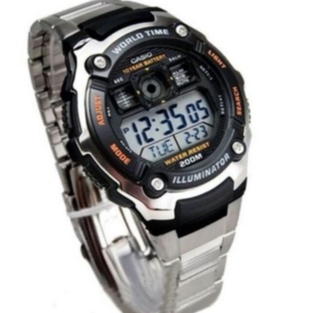 JAM TANGAN PRIA CASIO ORIGINAL TYPE AE 2000WD/ CASIO PRIA WATER RESISTANT 200M/ CASIO PRIA RANTAI STAINLESS STELL