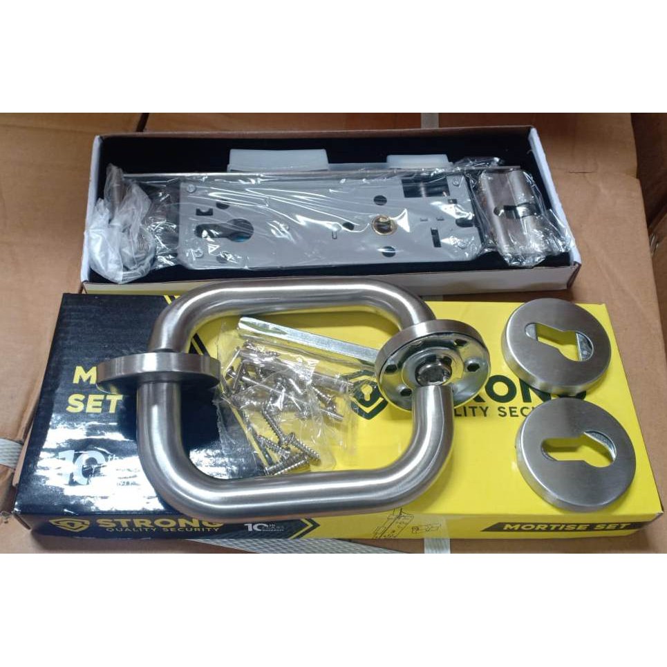 Set Kunci Pintu Kayu Komplit Handle + Lockcase + Kunci Silinder Kayu