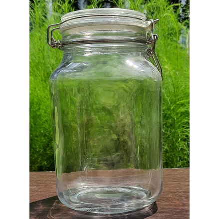 2 Liter Toples KACA, Jar KACA - bentuk Bundar : penutup Kaca kait