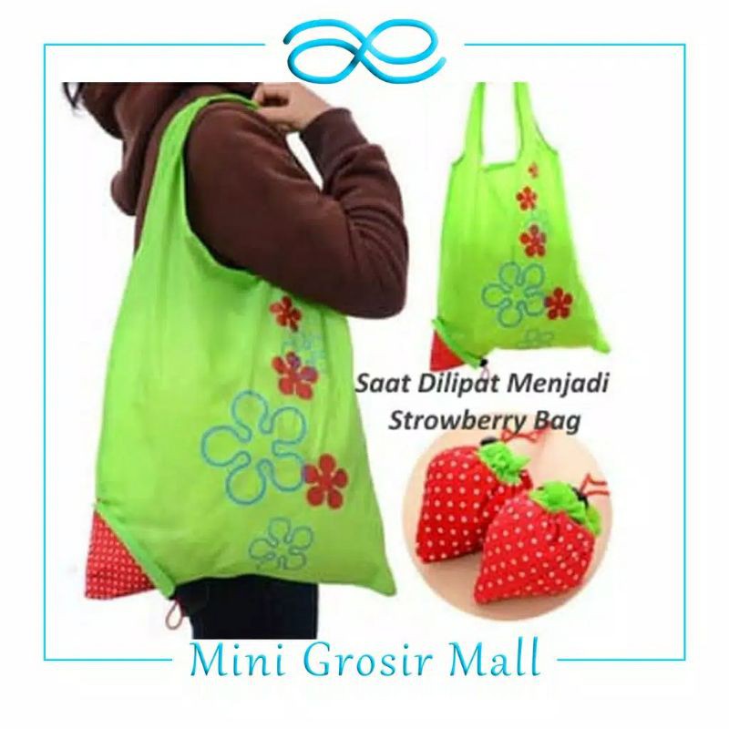 Q2 Tas Waterproff Stawberry | Tas Lipat Stoberi Anti Air | Shopping Bag Unik Import