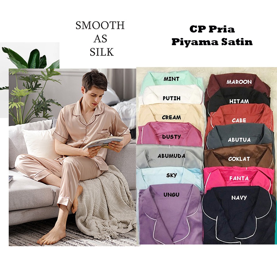 Piyama Pria Satin CP Lengan Pendek Size M/L - JCCollections