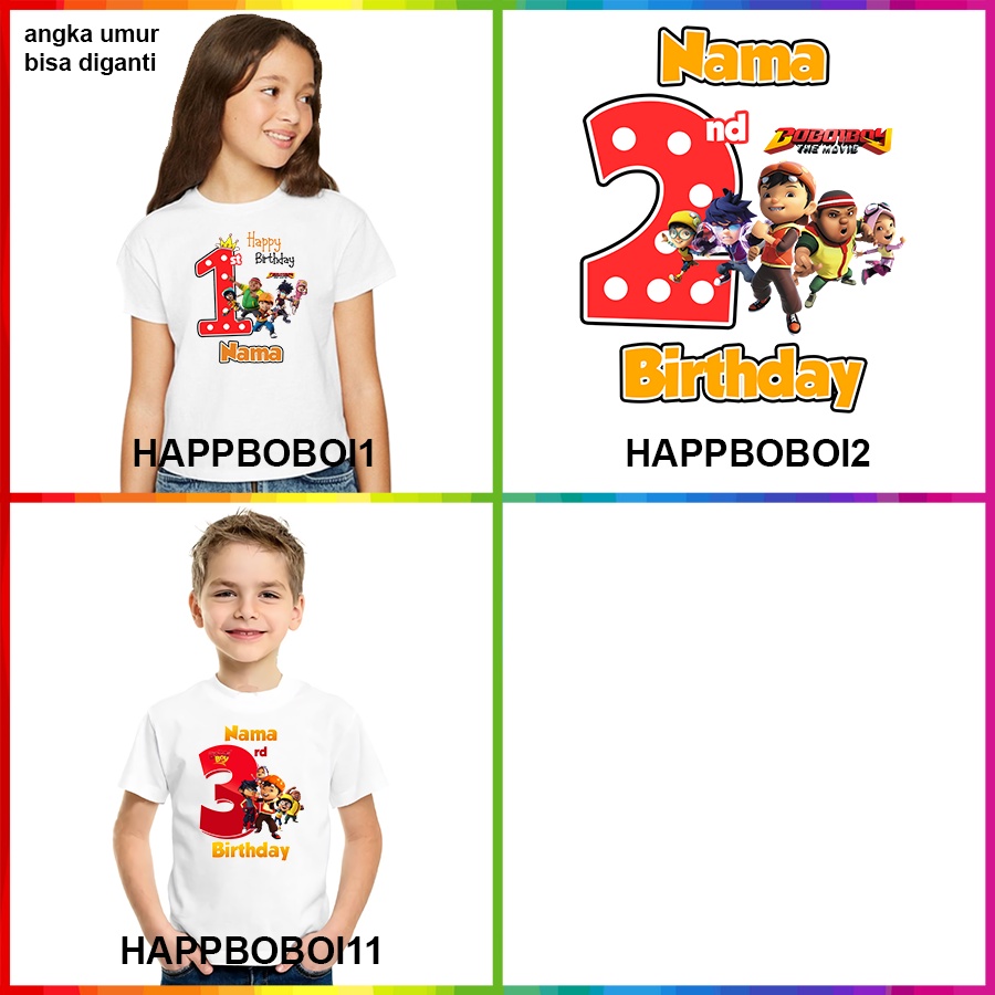 Baju Kaos ANAK DAN DEWASA BOBOBOI BOBOIBOY COUPLE (FREE NAMA)