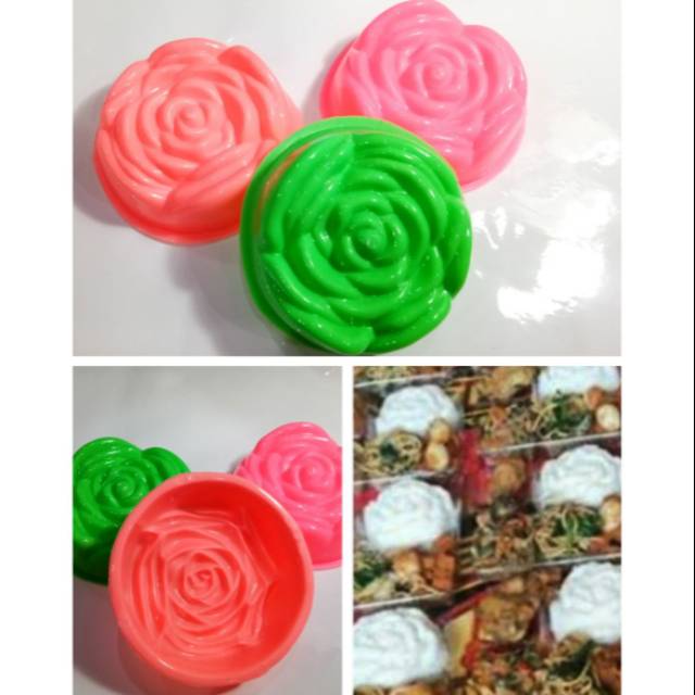 Cetakan kue mawar PVP isi 3pcs 9cm  bento/jelly/pudding