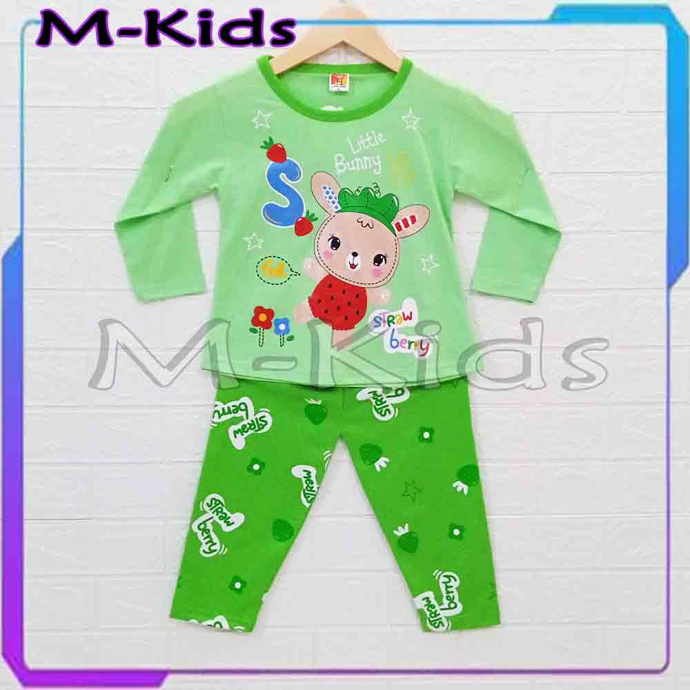 MKids88 - Baju Setelan Panjang KAOS Anak Perempuan Gambar Little Bunny / Kelinci