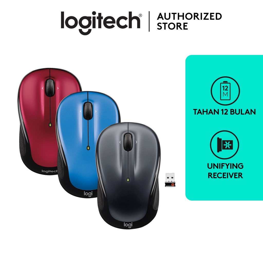 Logitech M235 Mouse Wireless Grip Karet Nyaman