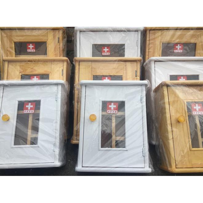 Spesial - Kotak Obat Kayu Ukuran Kecil Kotak P3K Lemari Obat Kotak Pppk - Natural Kayu