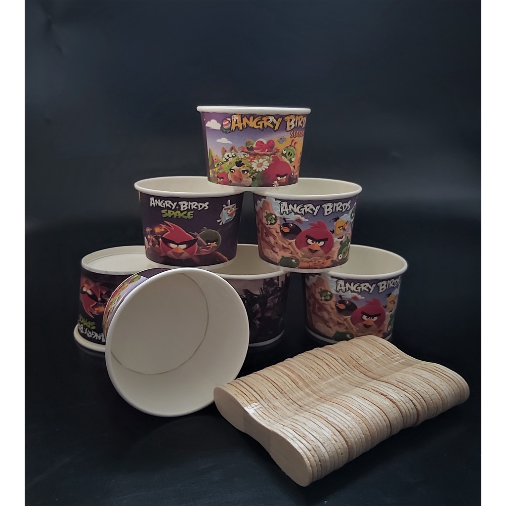 CUP ES KRIM ICE CREAM KERTAS BESAR, KECIL + SENDOK