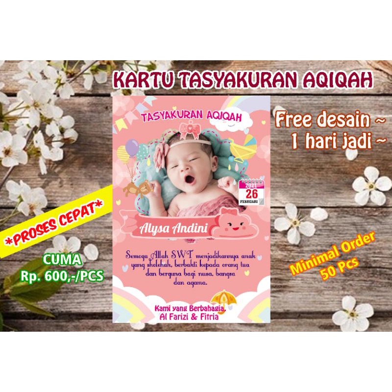 Jual Kartu aqiqah/Kartu tasyakuran aqiqah/Kartu ucapan/Stiker aqiqah