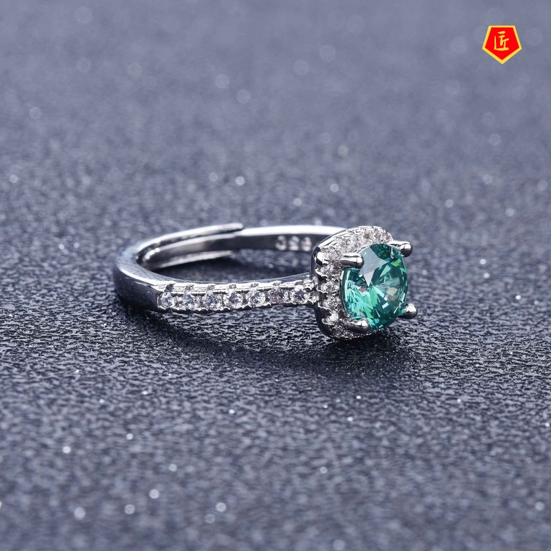 [Ready Stock]Classic Carat Blue Green Moissanite Ring