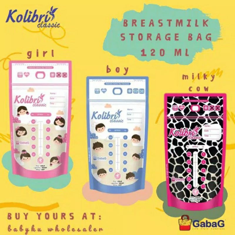 Gabag Breastmilk Storage Bag 100ml &amp; 120ml/ Kantong ASI 30's