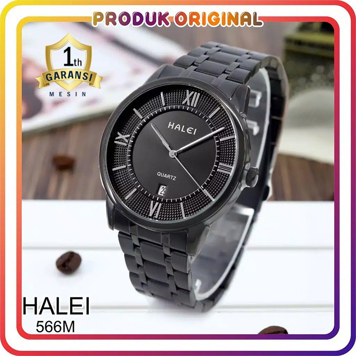 COD JAM TANGAN PRIA HALEI ORIGINAL 566 TANGGAL AKTIF WATER RESISTANT STAINLES STEEL