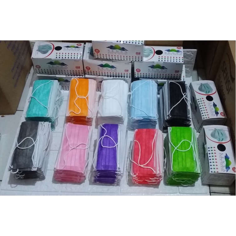 masker polos warna hijab 3ply merek sensa isi 50