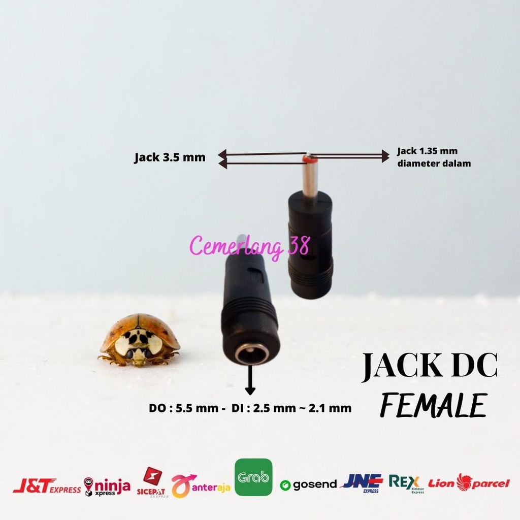 3.5 mm * 1.35 mm Sambungan Female to Male Over Connector Jack DC