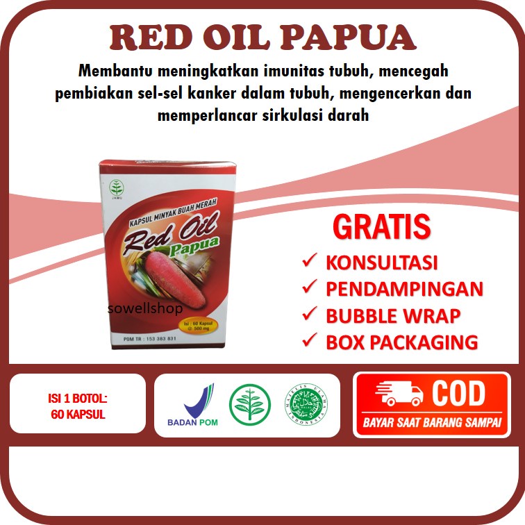 

Kapsul Minyak Buah Merah Red Oil Papua Obat Herbal Kanker Tumor Diabetes Asam Urat Liver Lambung Stroke Darah Tinggi Osteoporosis Meningkatkan produktivitas sperma Antioksidan Imunitas Tubuh