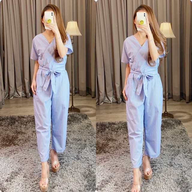 Real pic / jumpsuit casual wanita/ jupmsuit strip / K 012410