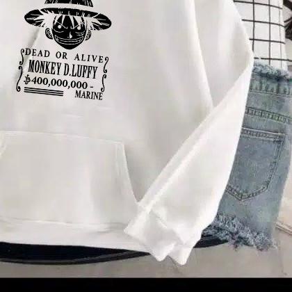 ➢ Sweater Hoodie Japan Anime ONE PIECE WANTED/ Hoodie Sweater Trending Harajuku Japan Kawaii ➯