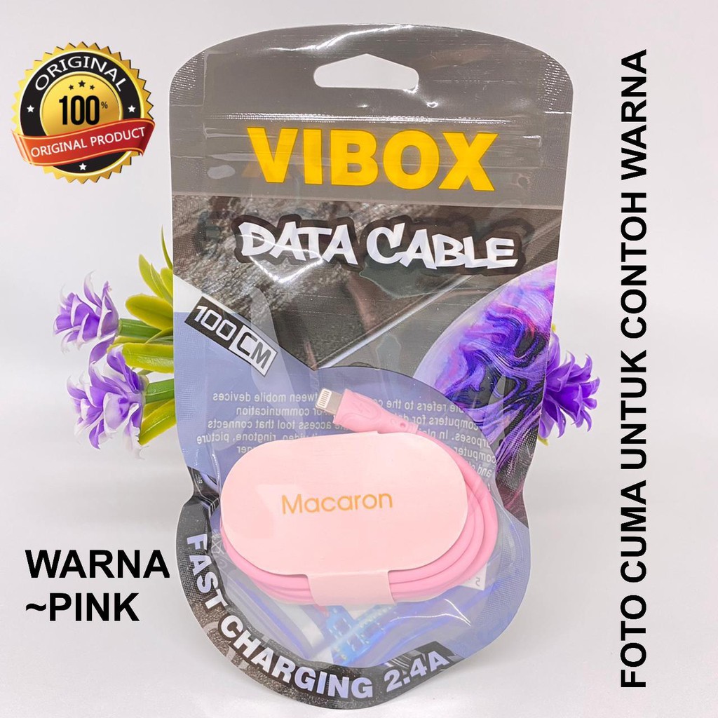 MINIGO~ Kabel Data VIBOX MACARON MICRO/IPHONE/TYPE-C 2.4A FAST CHARGING Kabel Charger BULAT GARANSI 1 TAHUN