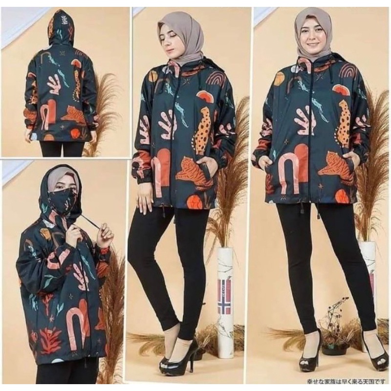 JAKET PARASUT  PRINTING WANITA/PRIA OVER SIZE JUMBO