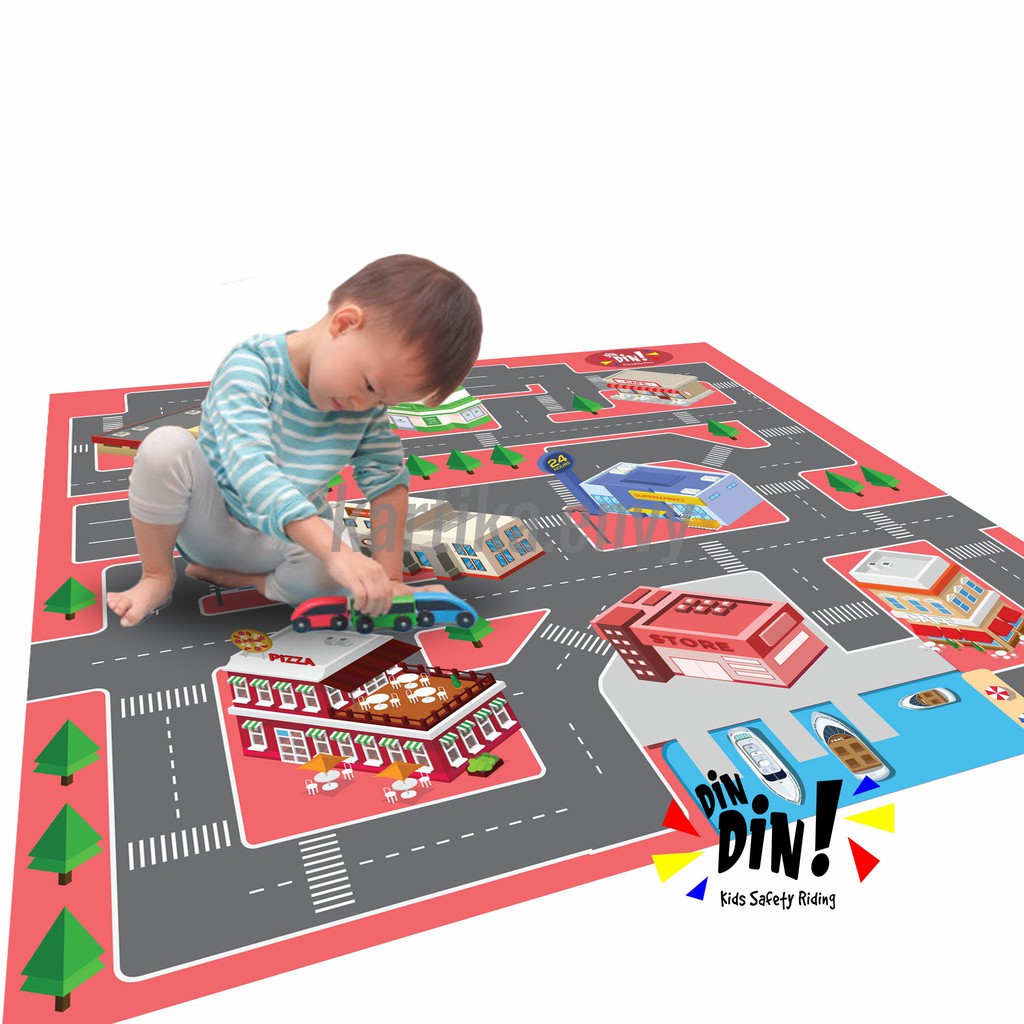 Dindin City Map PlayMat Alas Mainan Mobil Kereta Anak Anti Air