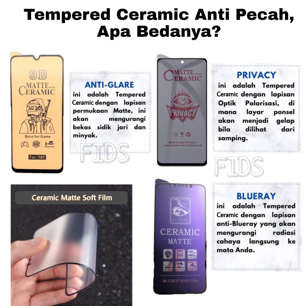 Anti Gores Layar Ceramic Privasi Redmi 10C / Redmi 10 2022 / Redmi 10 Prime Ceramic SPY Matte Anti Glare