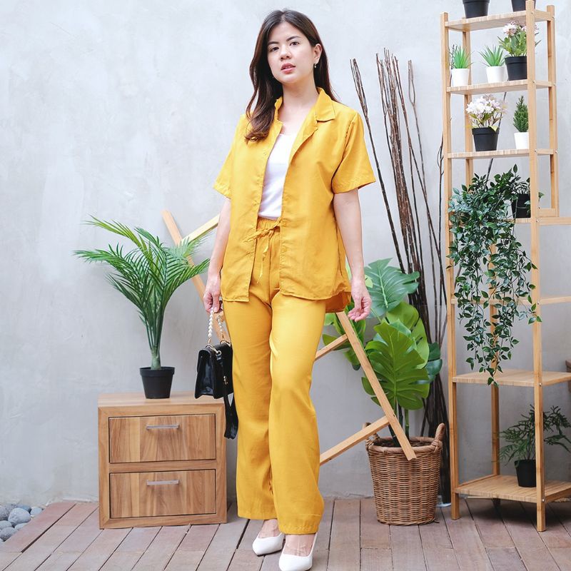 set kemeja polos/baju tidur dewasa/piyama