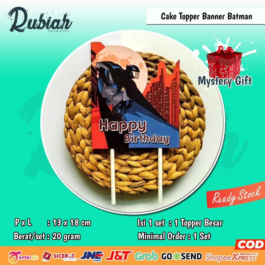 Banner topper cake Hiasan Kue dan Tusukan Kue ulang tahun anak 706 Batman