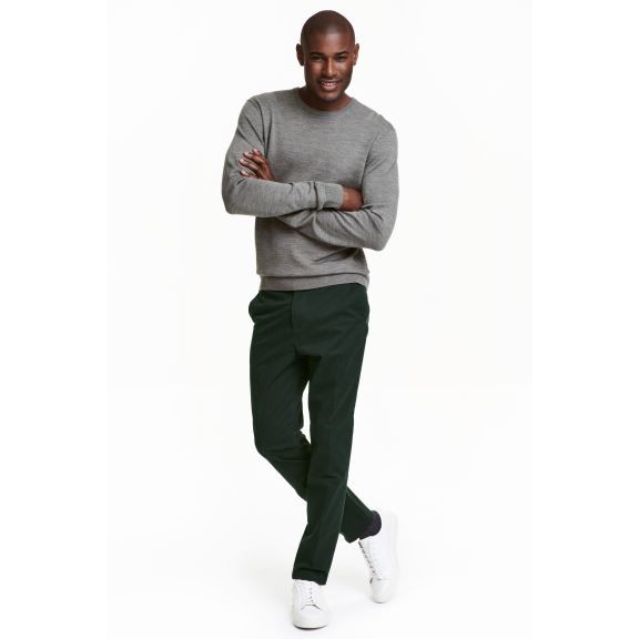 H M Celana Panjang Chino Basic Polos Pria HnM Dark Green H M Celana Panjang Chino Basic Polos Pria HnM Dark Green