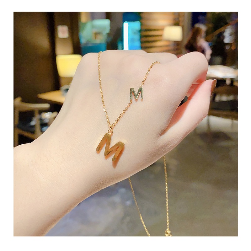 Kalung KL144 Stainless Steel / Titanium Premium Huruf M Fashion Wanita Kalung unik Lucu Elegant/ Deluna / BB