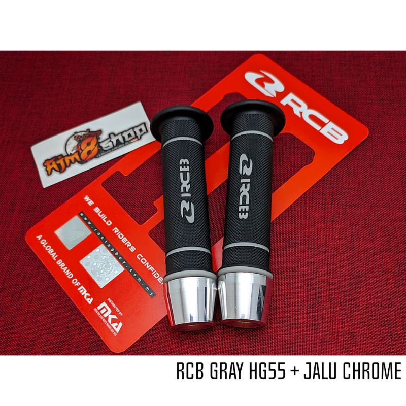handgrip RCB original HG 55 sarung gas Racing Boy original hg55 + jalu stang chrome model pcx universal motor handle grip sarung gas racing boy original handgrip jalu rcb honda yamaha suzuki grand filano rcb vespa sprint primavera s lx-GRIP RCB GRAY+JALU