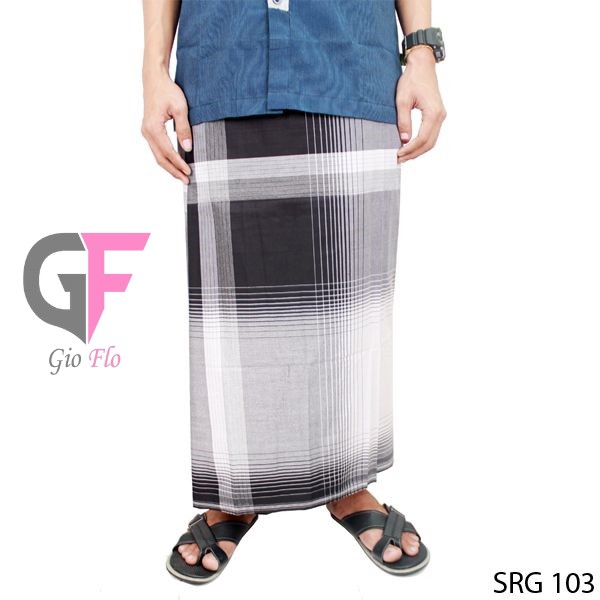 GIOFLO Sarung Muslimin Pria Terbaru White Black / SRG 103