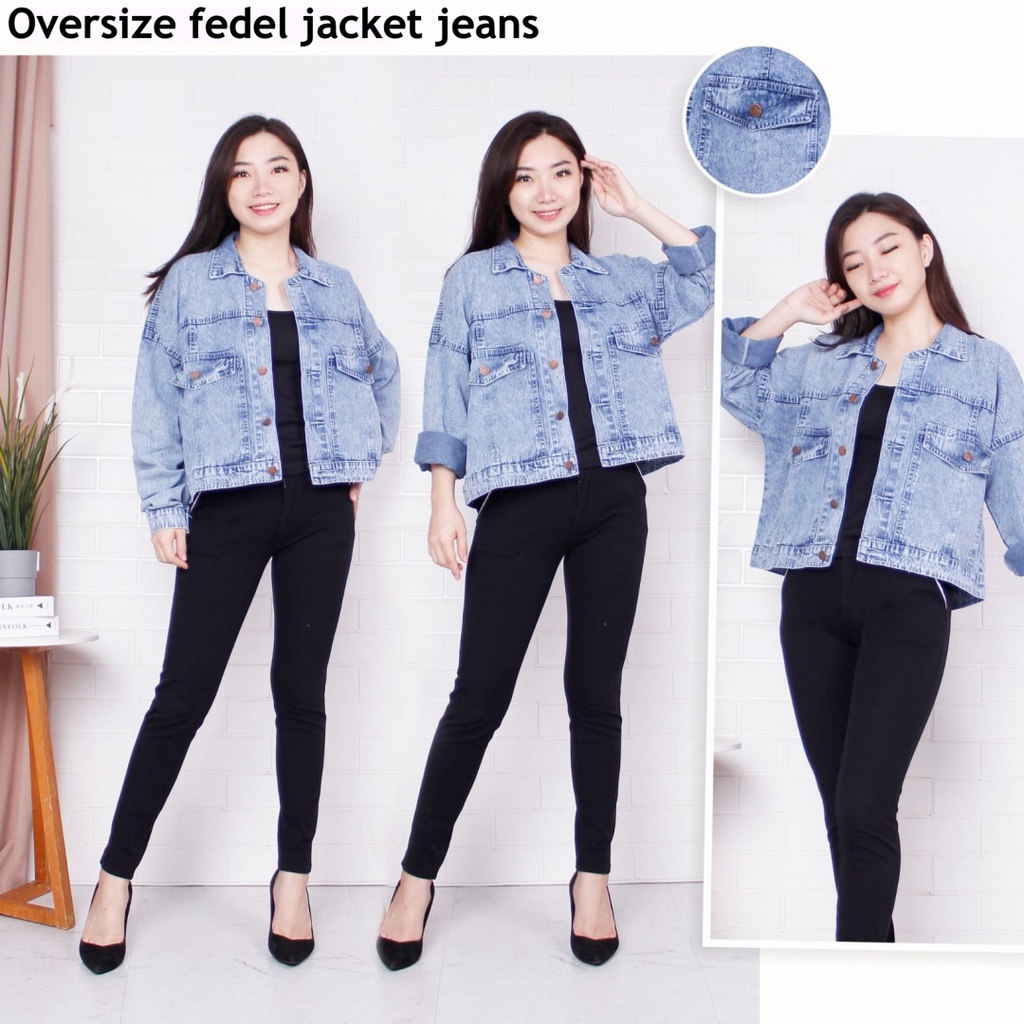 Oversize fedel jacket jeans wanita by Genijeans