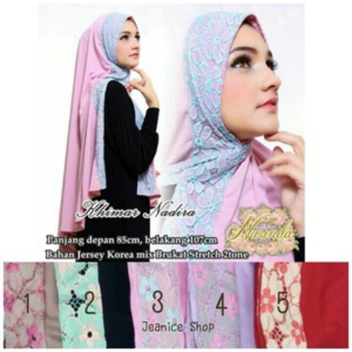Free Ongkir Khimar Nadira Premium / Jilbab Nadira Renda Brukat / Kerudung Nadira Hijab Jilbab