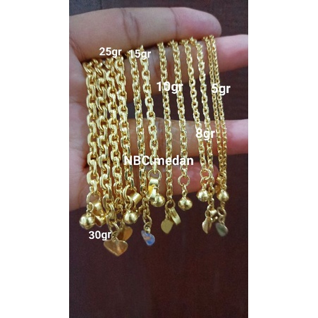 Gelang Nury rantai Medan replika mas 24k,mewah,cocok buat kado, pesta atau acara tertentu,ukuran baca keterangan ya