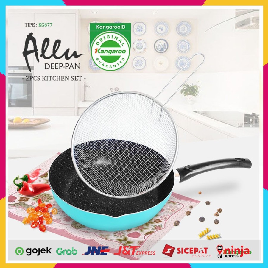 Kangaroo Allu Fry Pan KG-677 - 2 Set Frypan 28cm + Mesh Basket