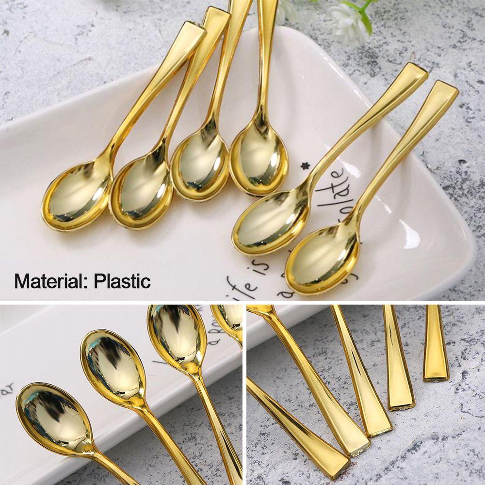 Top 24PCS Sendok Set Mini Untuk Pesta Piknik Menirukan Metal Sendok Garpu Dessert Spoon