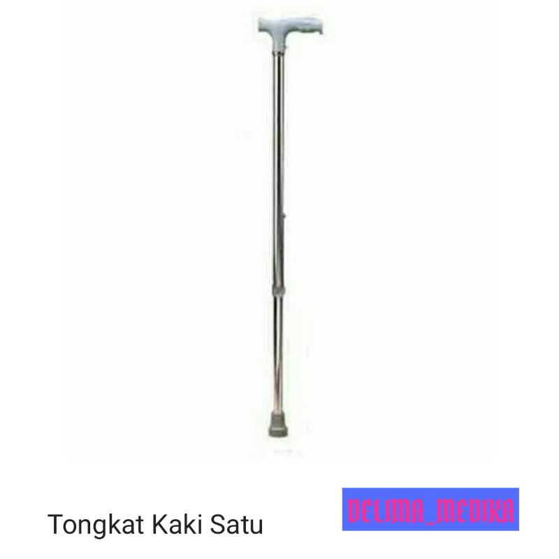 Tongkat Jalan Kaki 1 Stainless Steel / Alat Bantu Jalan Lansia Kaki Satu Stainless Steel