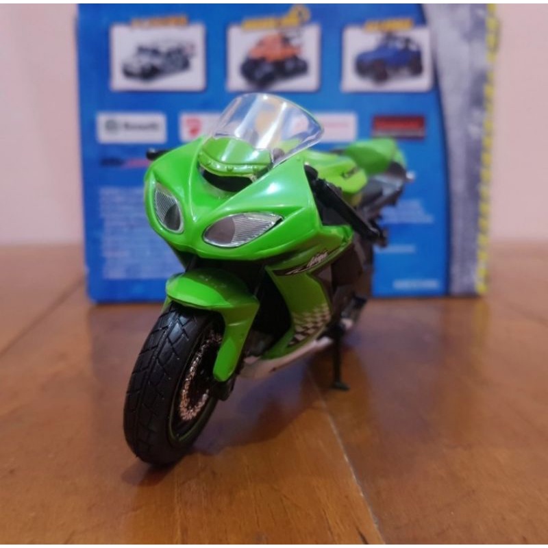 Diecast Motor Sport Kawasaki Ninja ZX-10R- Mainan Miniatur Sepeda Motor Balap