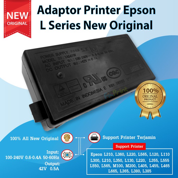 Original Adaptor Epson L110 L210 L220 L300 Power Supply Printer L310 L350 L355 L360 L365 L380 L385