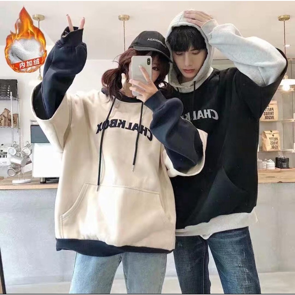 CHALKBOX Hoodie Sweater Oversize Pria Wanitta Atasan Jacket Model Terbaru Gaya Kasual Ala Korean