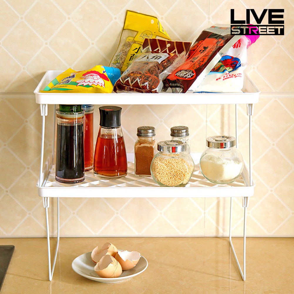 Livestreet Kitchen Storage Rack Folding Shelf Stackable Holder