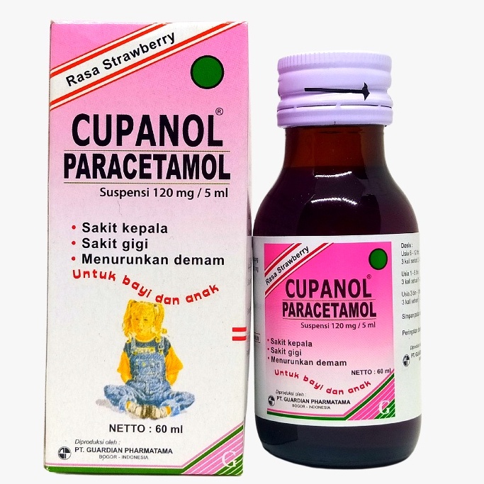 (bisa gojek) banda aceh Cupanol Sirup 60 ml Menurunkan demam, meredakan sakit kepala, sakit gigi dan