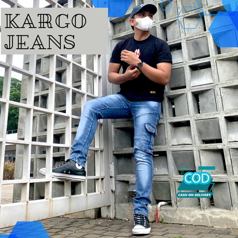 Celana Jeans Panjang Cargo Pria Slimfit Stret Original Jeans Distro Korean Style Celana Aril Noah Terbaru