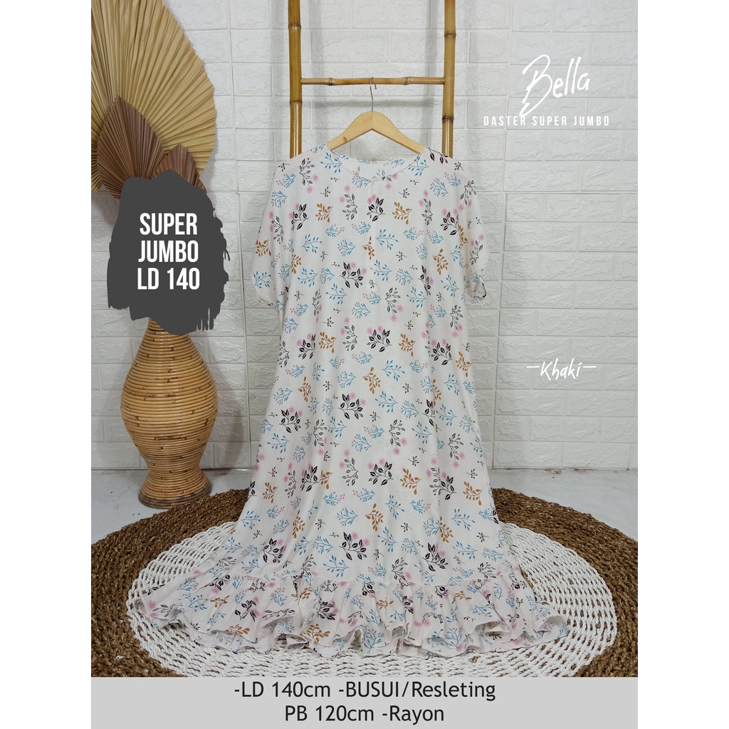 LD 140cm (40 Motif) Daster SUPER JUMBO dan Daster Kaftan LD 150cm Ruffle (Part 1) Daster Rempel JUMBO Daster Viral-Bella Khaki