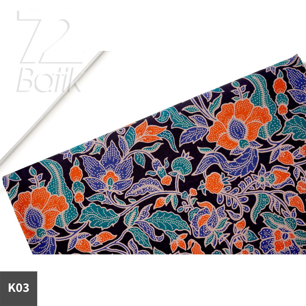 KAIN BATIK PREMIUM Bahan Katun Motif Kembang Alas Warna Hitam Orange Hijau Biru 721815 Cap 72 Jarik Jarit Samping Kebat Panjang Batik Katun Modern Premium Bahan Seragam Batik Pernikahan Kantor Keluarga Murah Kamen Jadi Batik Bali Lembaran